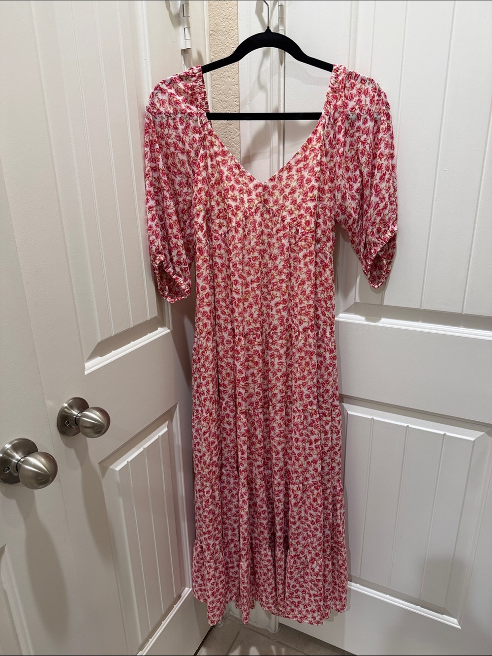 MELLODAY Pink Floral Scoop-Neck Maxi Dress